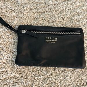 Falor Black Italian Leather Wristlet